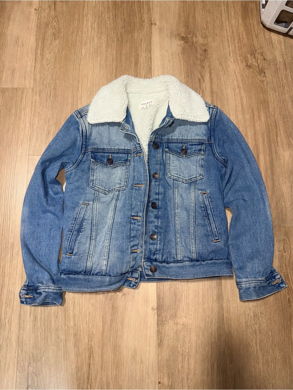 PacSun Light Blue Denim Jacket with White Sherpa Collar